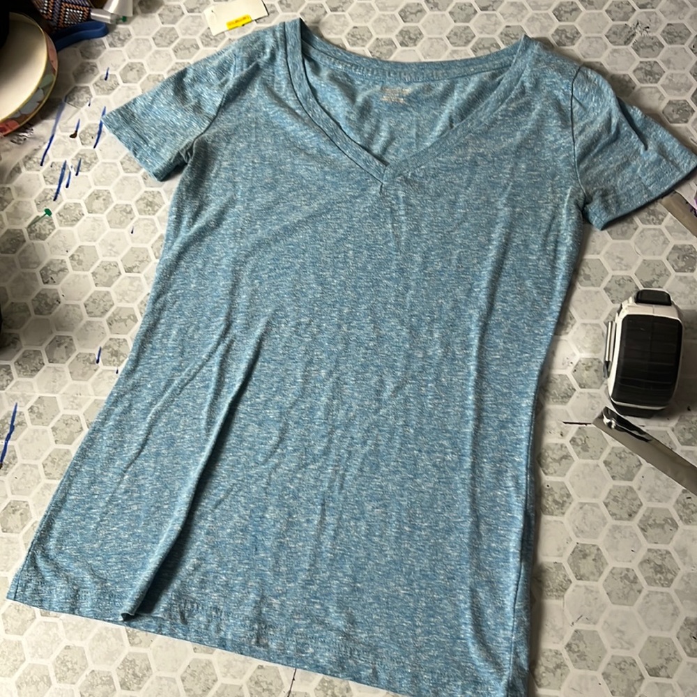 Mossimo Supply XS Blue Short Sleeve V Neck T